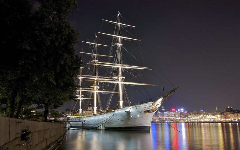 Sailboat at Night — Black