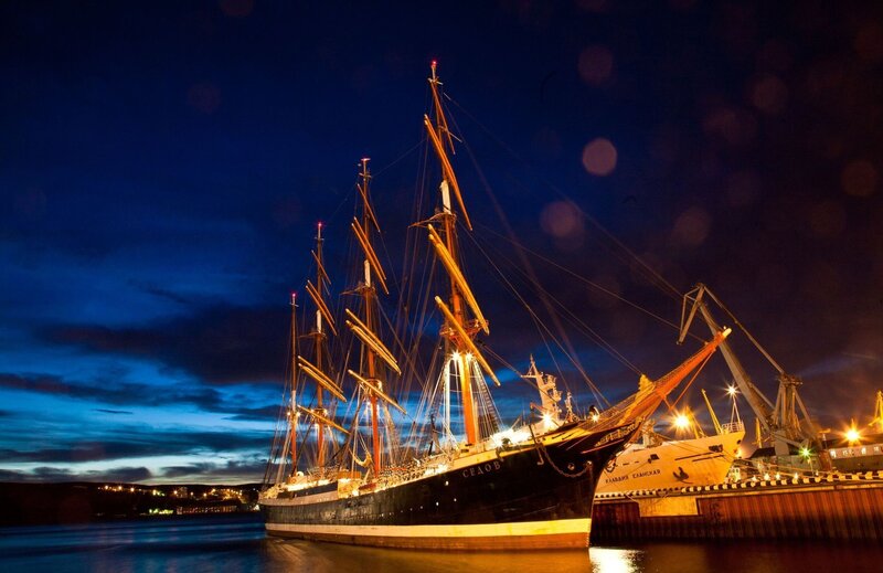 Sailboat at Night — Blue