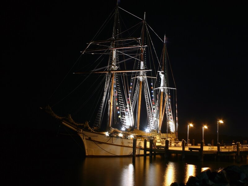 sailboat at night docked
