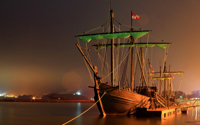 Sailboat at Night — Green