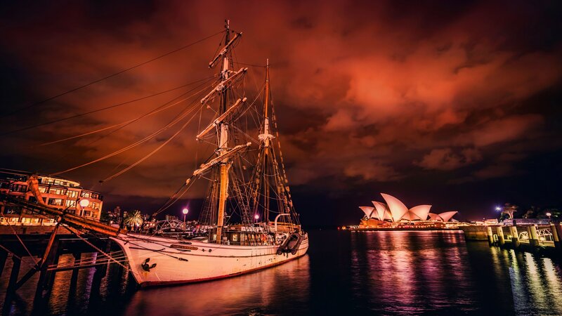 Sailboat at Night — Orange