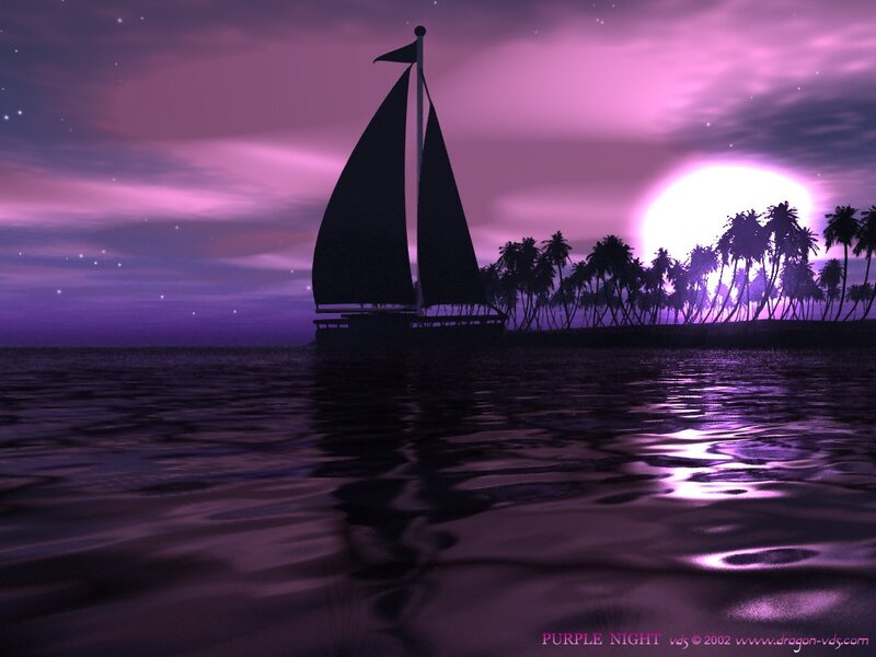 Sailboat at Night — Purple