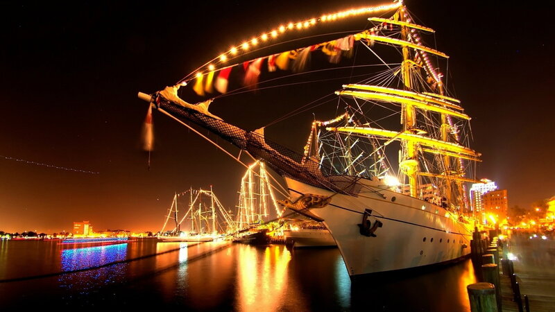 Sailboat at Night — Yellow, Dramatic