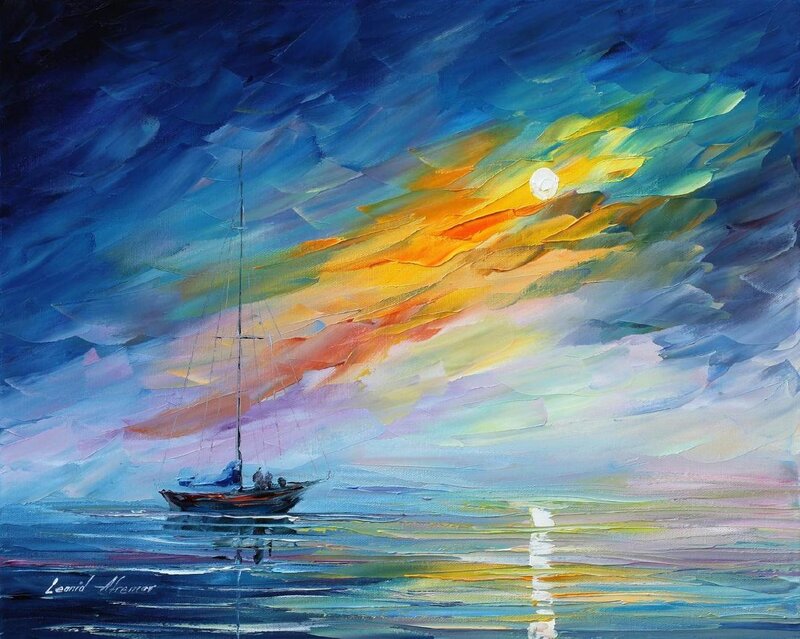 Sailboat at Sea — Blue