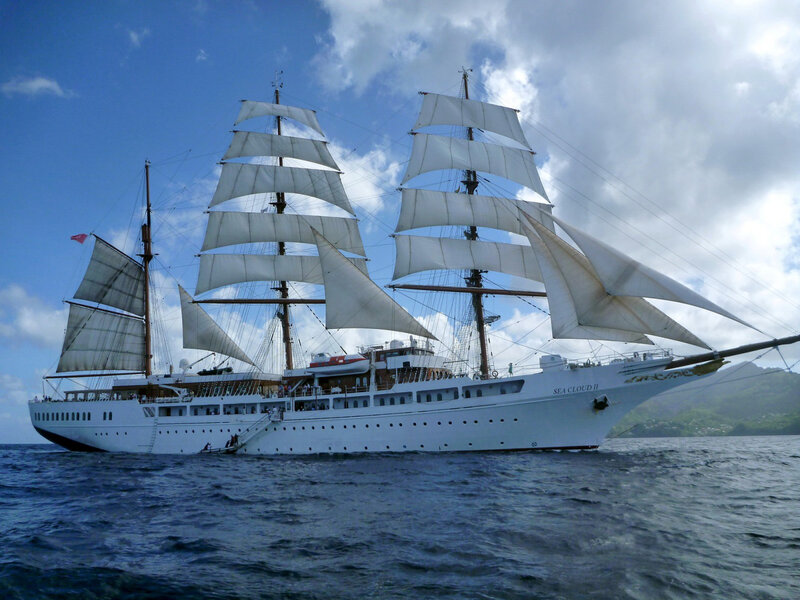 Sailboat at Sea — White
