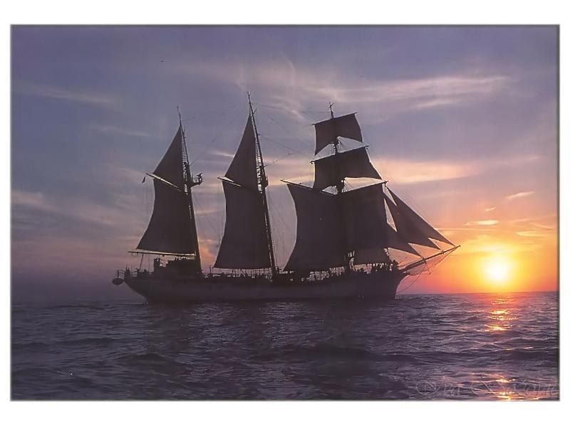 sailboat at sunset
