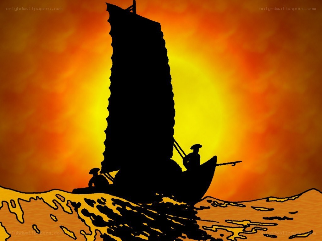 sailboat at sunset