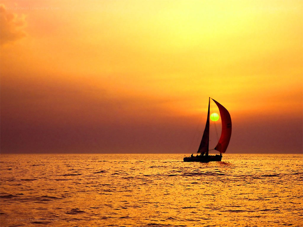 sailboat at sunset