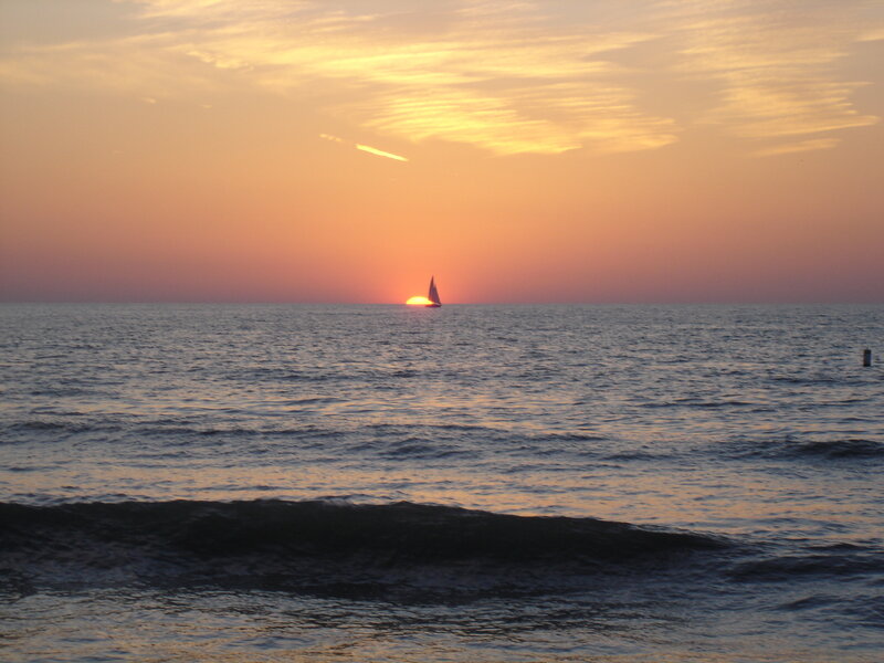 sailboat at sunset