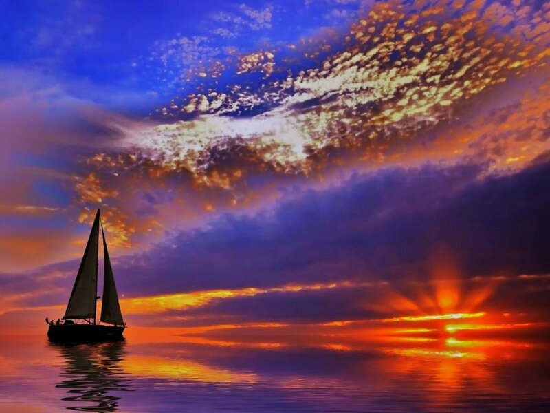 sailboat at sunset