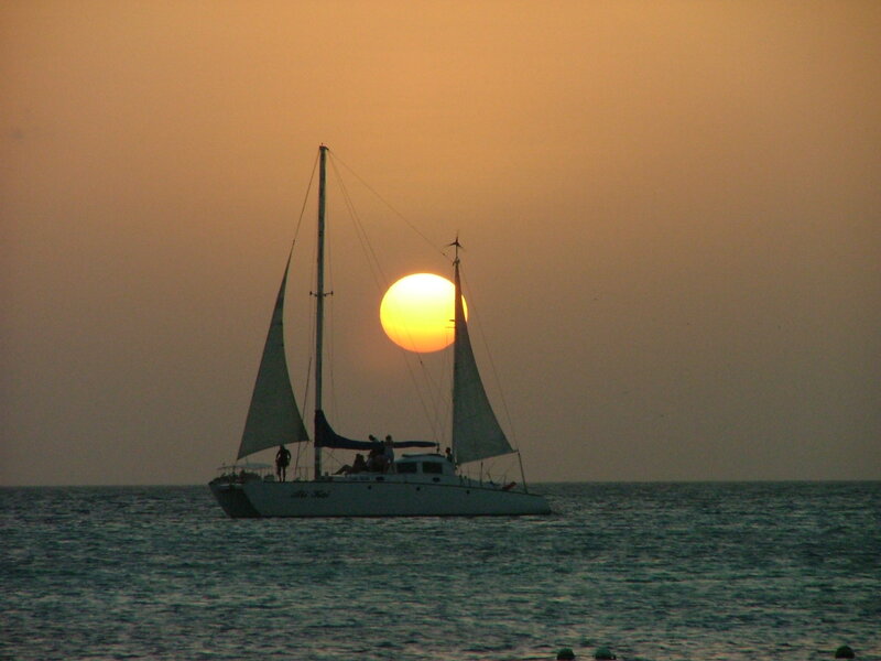 sailboat at sunset