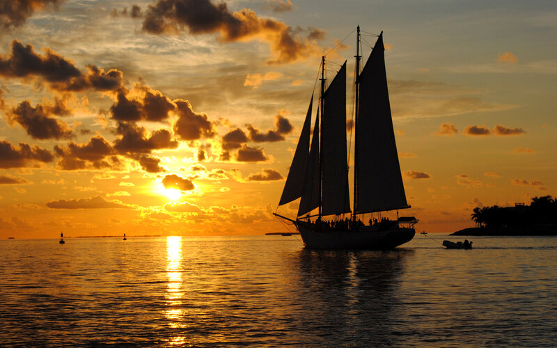 sailboat at sunset