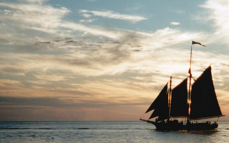 sailboat at sunset