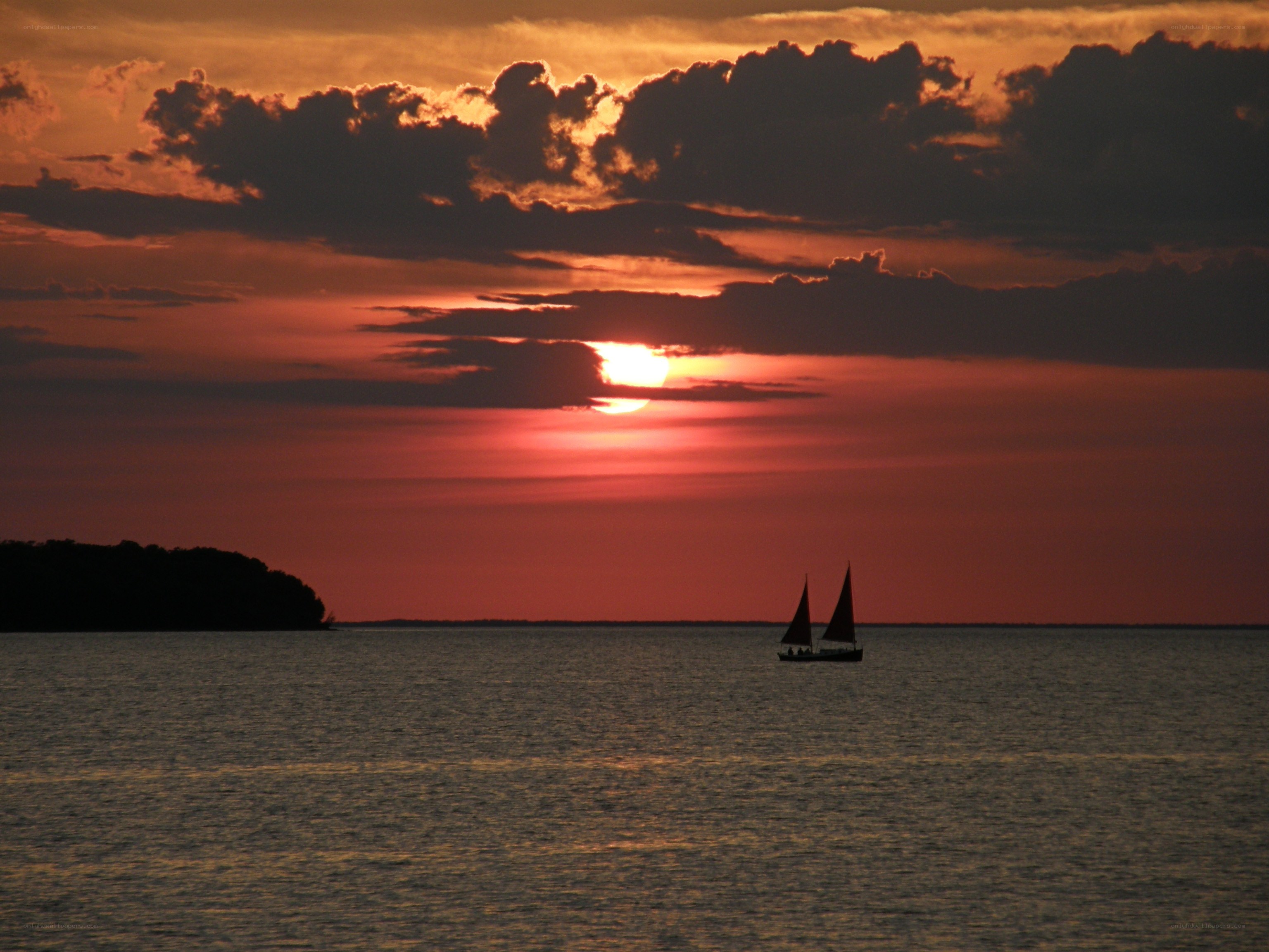 sailboat at sunset