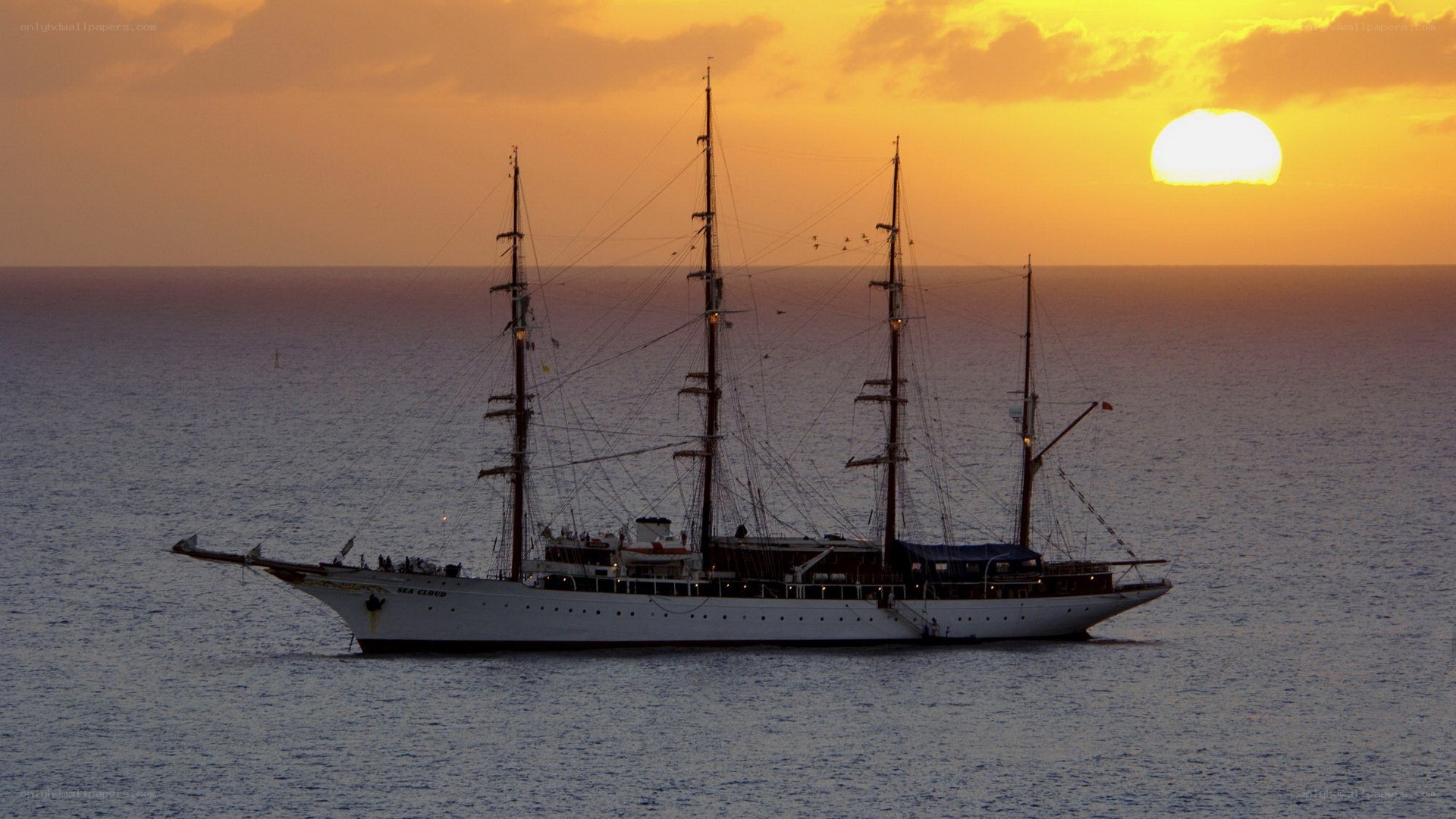 sailboat at sunset