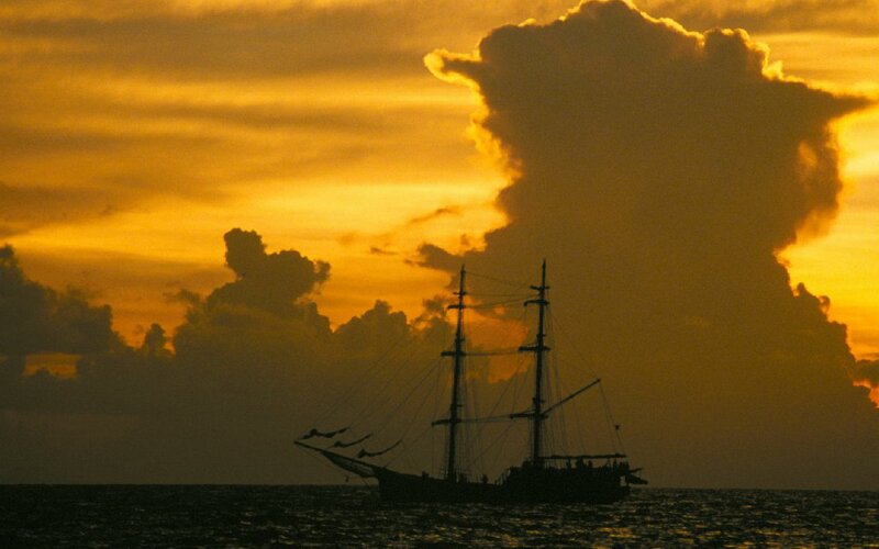 sailboat at sunset