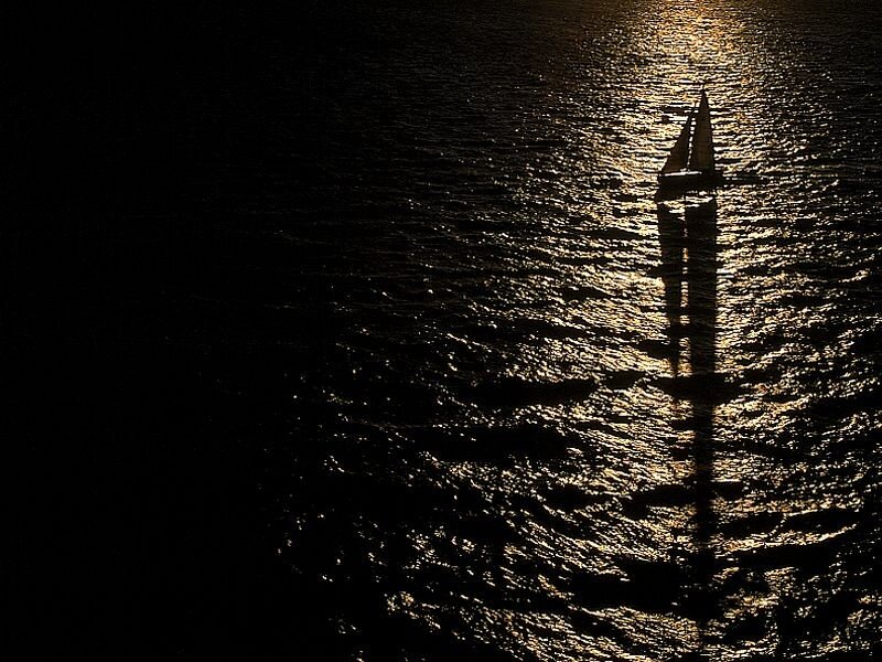 sailboat at sunset