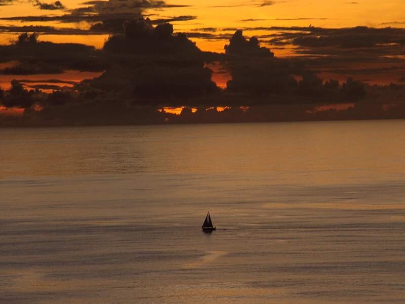 sailboat at sunset
