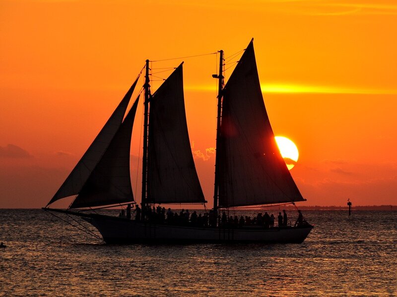 sailboat at sunset