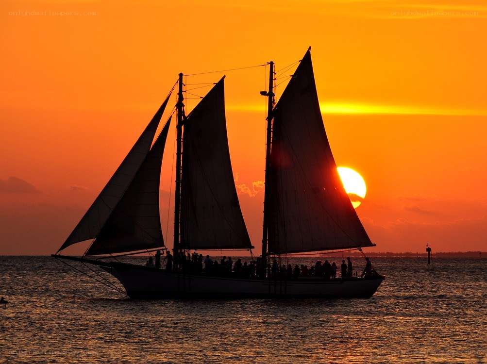 sailboat at sunset