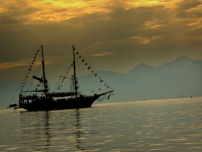 sailboat at sunset