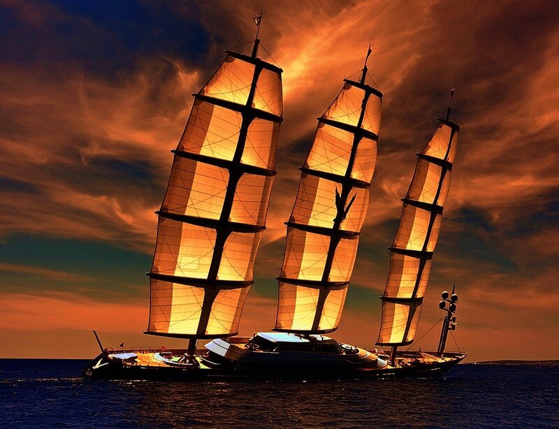 sailboat at sunset