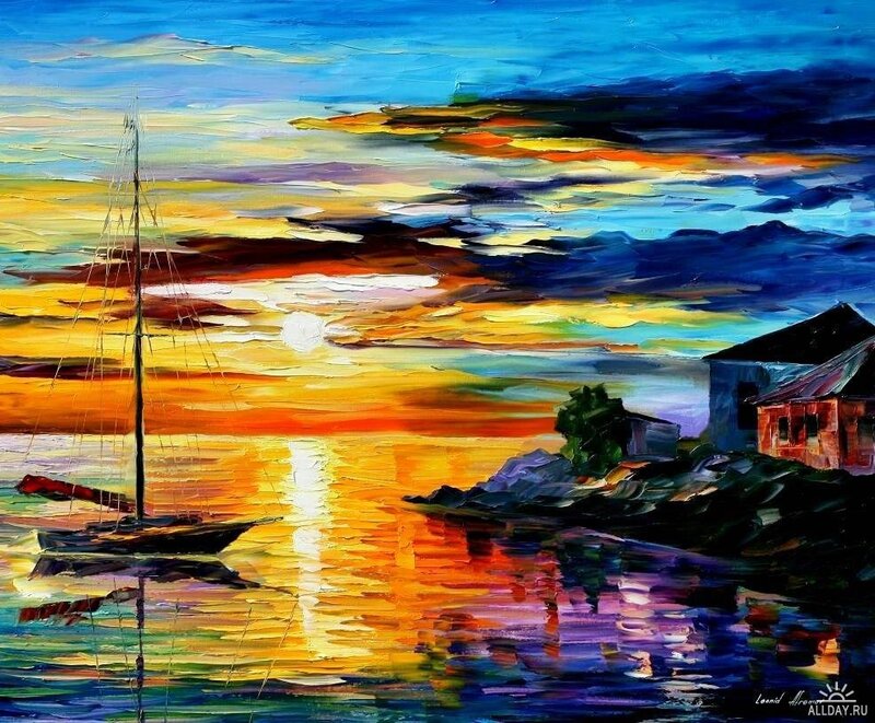 Sailboat at Sunset — Blue, Dramatic