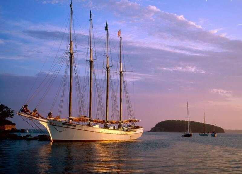 Sailboat at Sunset — Blue, Serene, Photograph