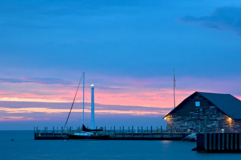 Sailboat at Sunset — Blue
