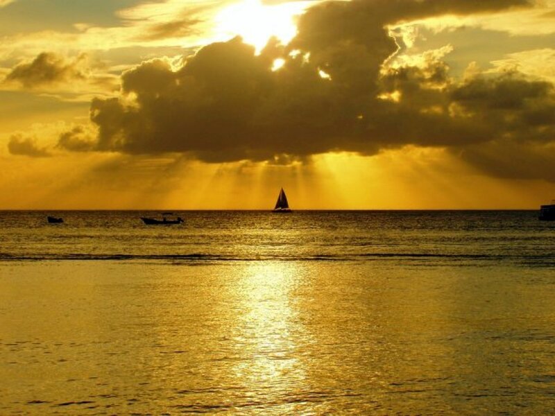 Sailboat at Sunset — Gold