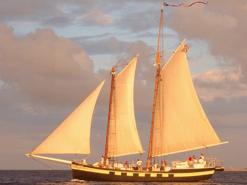 Sailboat at sunset on the ocean