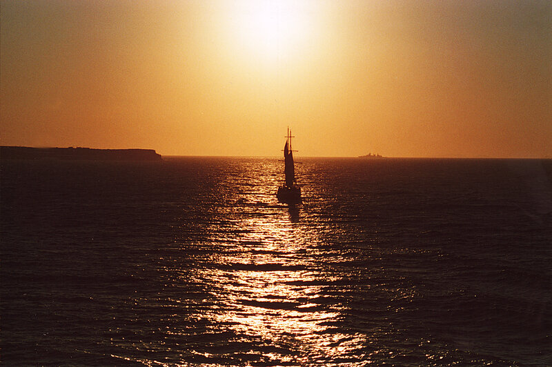 sailboat at sunset on the sea