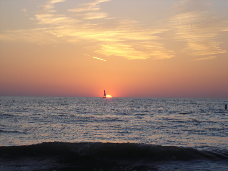 sailboat at sunset on the sea