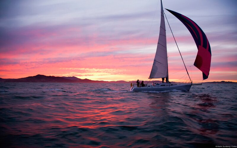 Sailboat at sunset on the water