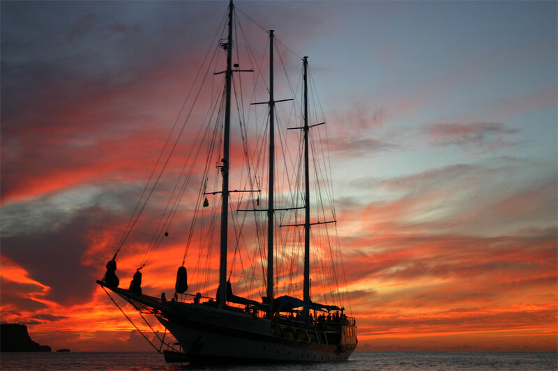 Sailboat at Sunset — Orange, Dramatic, Photograph, Sky