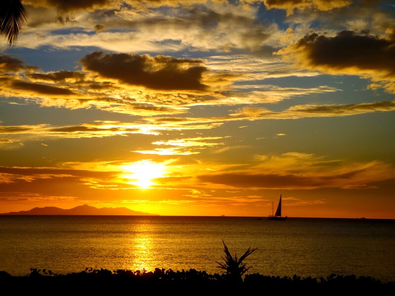 Sailboat at Sunset — Orange, Serene, Photograph, Clouds, Ocean