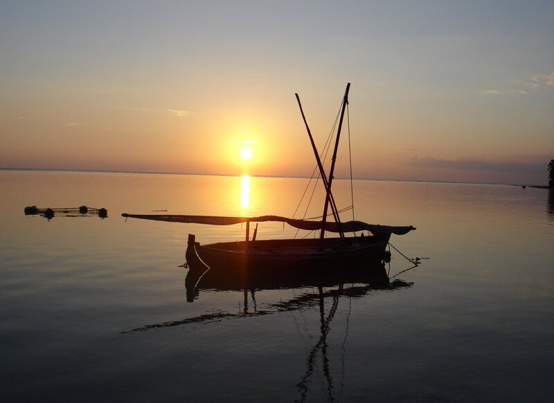 Sailboat at Sunset — Orange, Serene, Photograph, Sun, Water, Sky, Blue