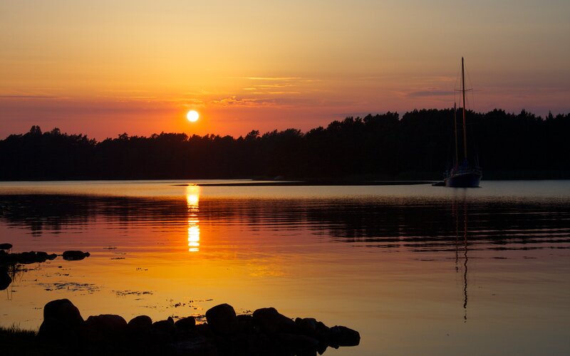 Sailboat at Sunset — Orange