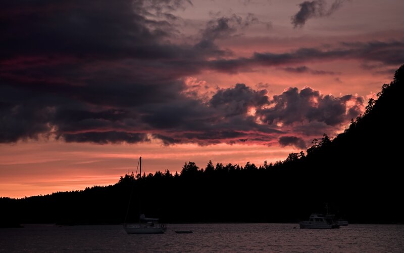 Sailboat at Sunset — Purple, Dramatic