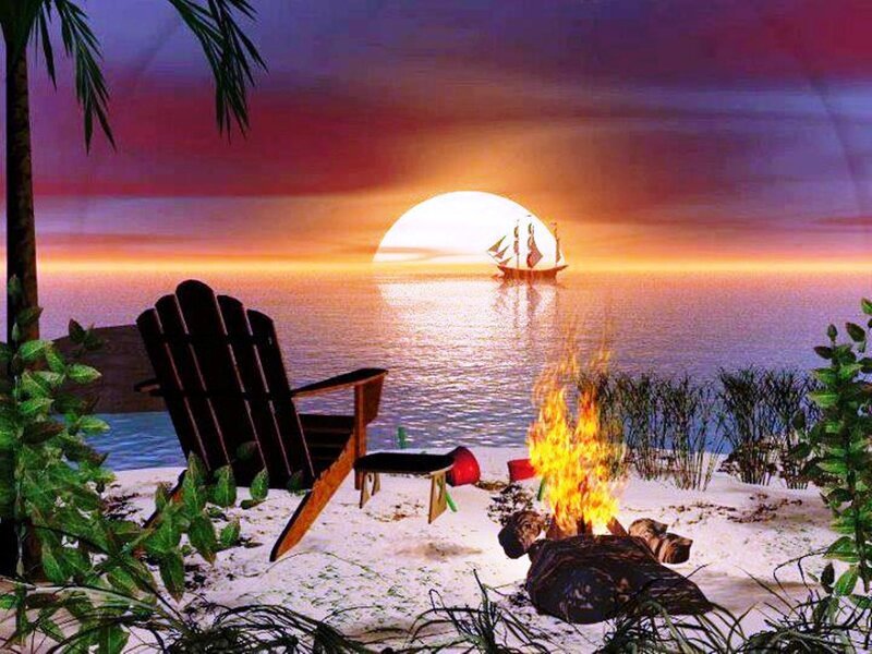 Sailboat at Sunset — Purple, Serene, Digital Art