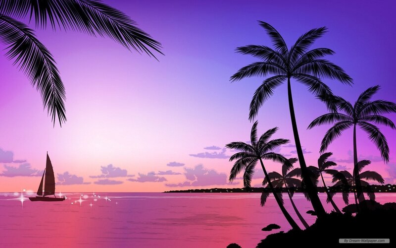 Sailboat at Sunset — Purple