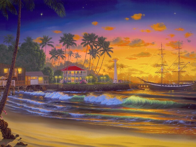 Sailboat at Tropical Beach — Yellow