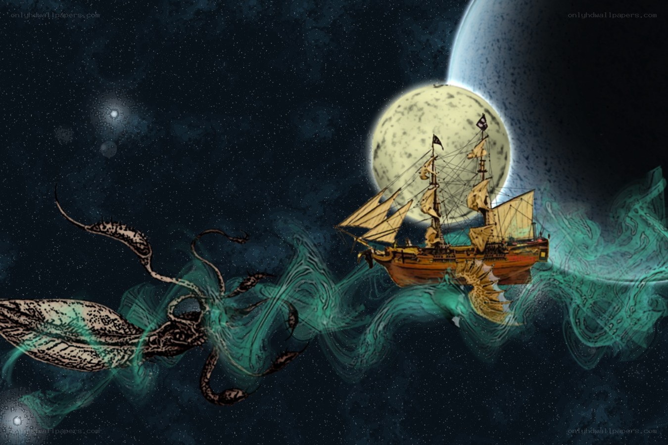 Sailboat attacked by sea monster