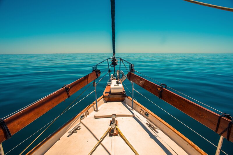 Sailboat Bow on Calm Sea