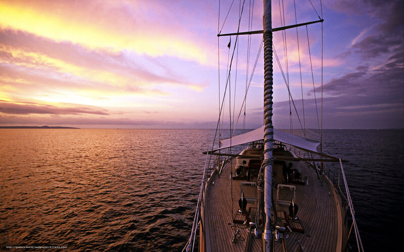 Sailboat Deck at Sunset — Purple
