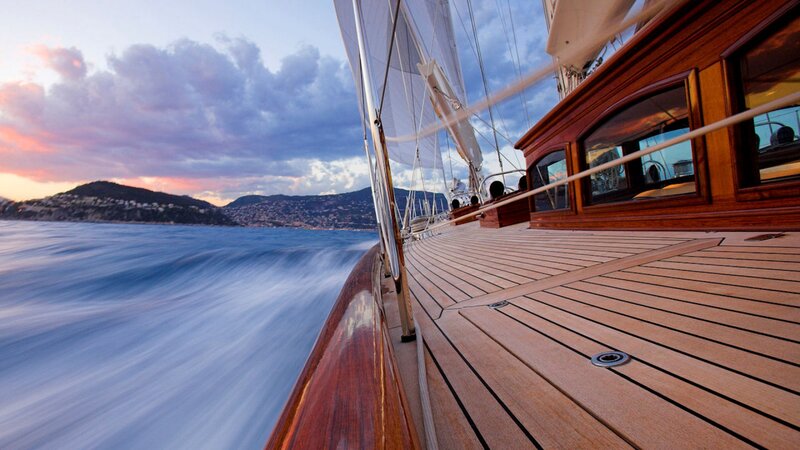 Sailboat Deck at Sunset