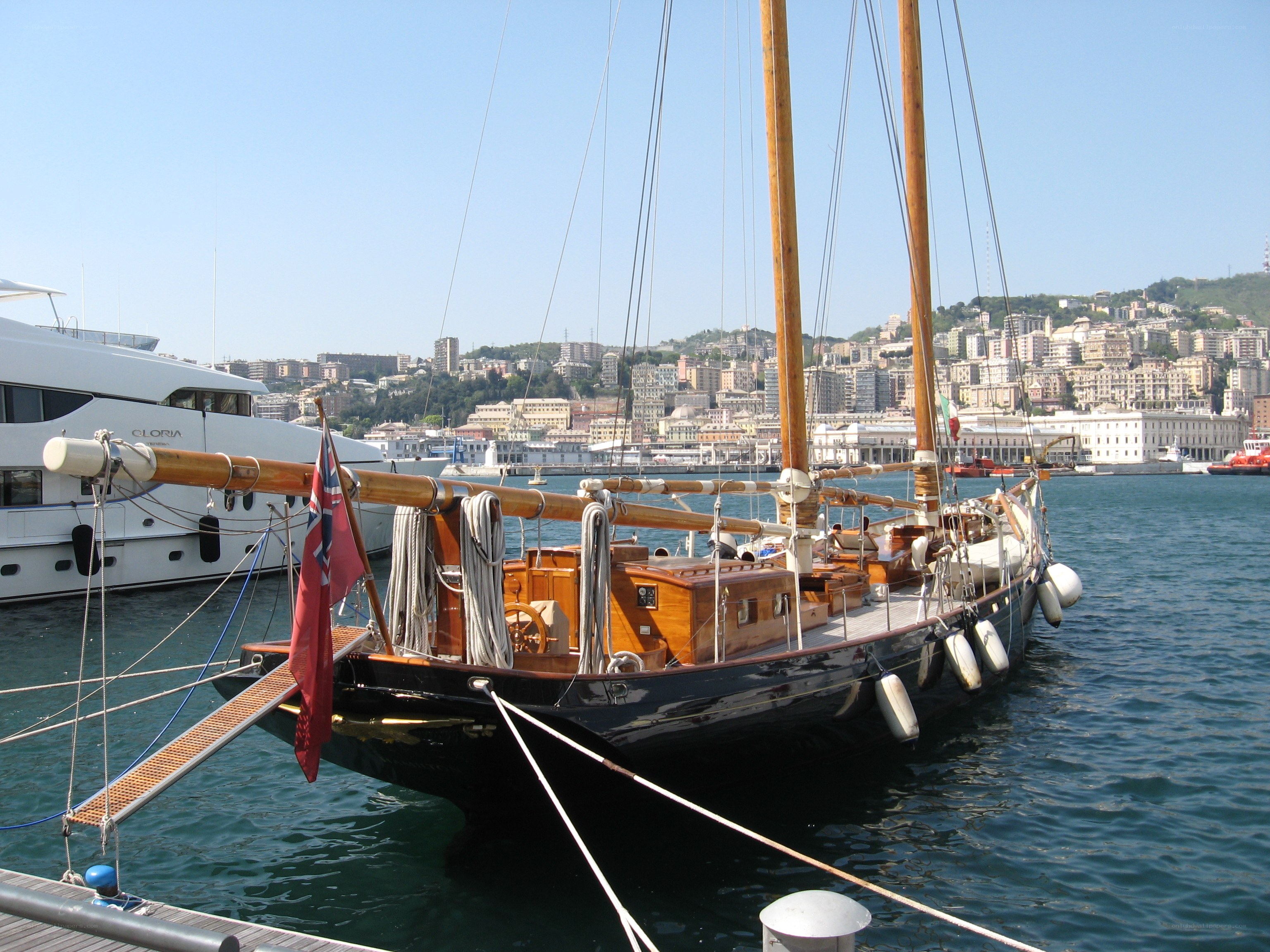 Sailboat docked in harbor