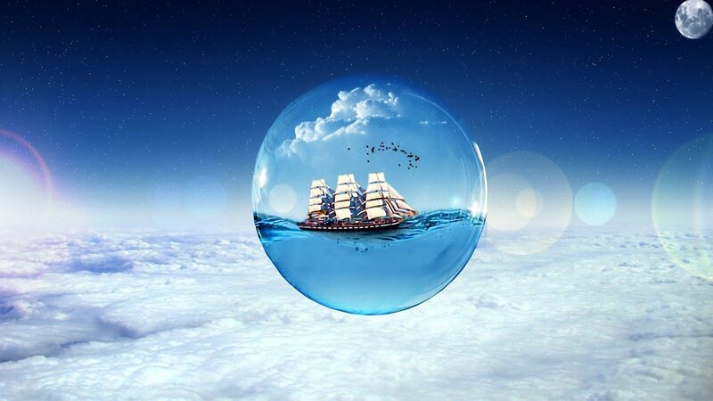 Sailboat in a Bubble — Blue