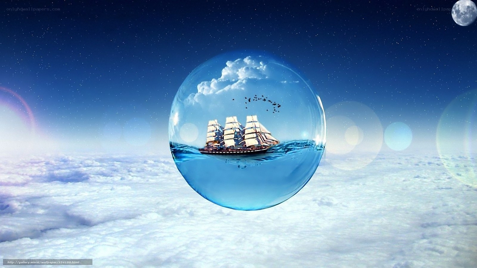 sailboat in a bubble