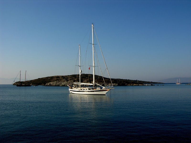 Sailboat in a calm bay